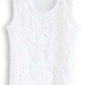 Never worn Chicwish Lace Crochet Front Tank Top in White